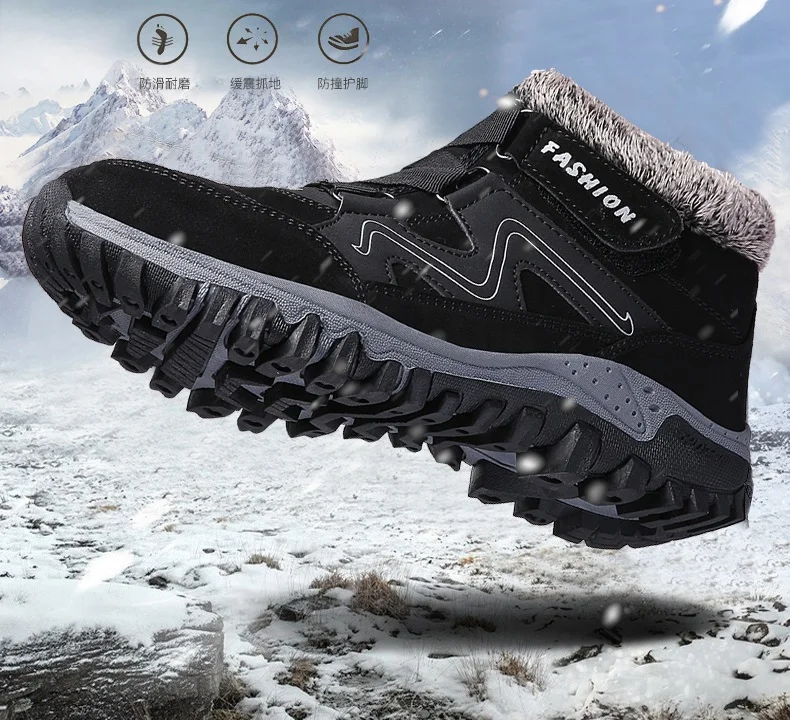 Men Boots Winter Warm Snow Boots with Fur Men Women Boots Work Shoes Men Tactical Boot Waterproof Rubber Unisex Shoes Plus Size