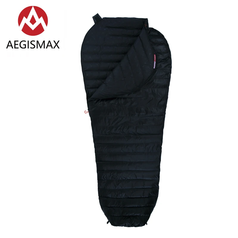 Мешок для сна AEGISMAX Nano черный уличный ультрасухой 700FP с белым гусиным