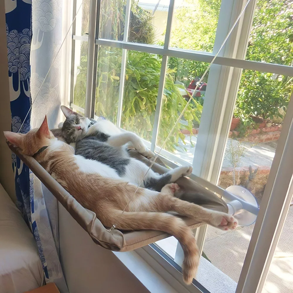 

Cat Hammock Bed Basking Window Mounted Bed Sofa Mat Lounger Perch Cushion Hanging Shelf Seat with Suction Cup for Cats Puppy