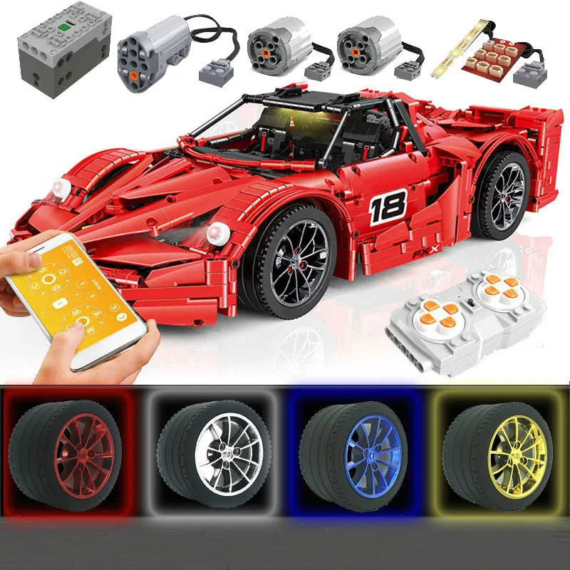 

13085 Technical Car Toys The Red Sport Racing Car Set Building Blocks Bricks 1:8 Motor Function Car Model Kids Toys Gifts