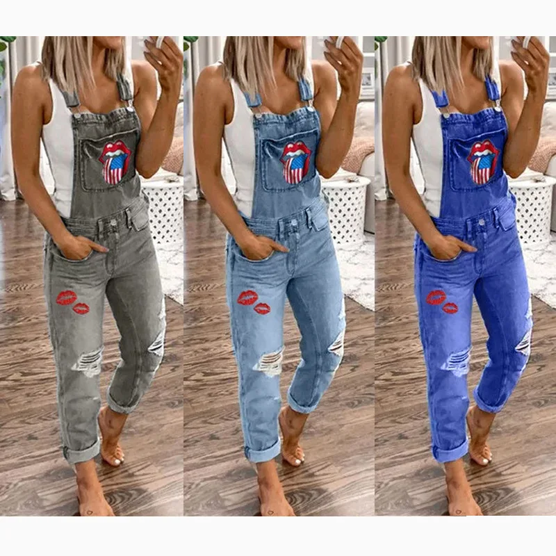 Women elegant Hole Denim Jumpsuit Romper Long Trousers Overalls Straps Jumpsuit S-5XL ladies Casual Loose plus size jumpsuits Women elegant Hole Denim Jumpsuit Romper Long Trousers Overalls Straps Jumpsuit S-5XL ladies Casual Loose plus size jumpsuits