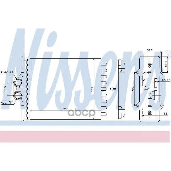 Радиатор Отопителя Opel Vectra / Saab 9-5 1.6-2.6/2.0t-2.3t 96- Nissens 72657 Nissens арт. 72657