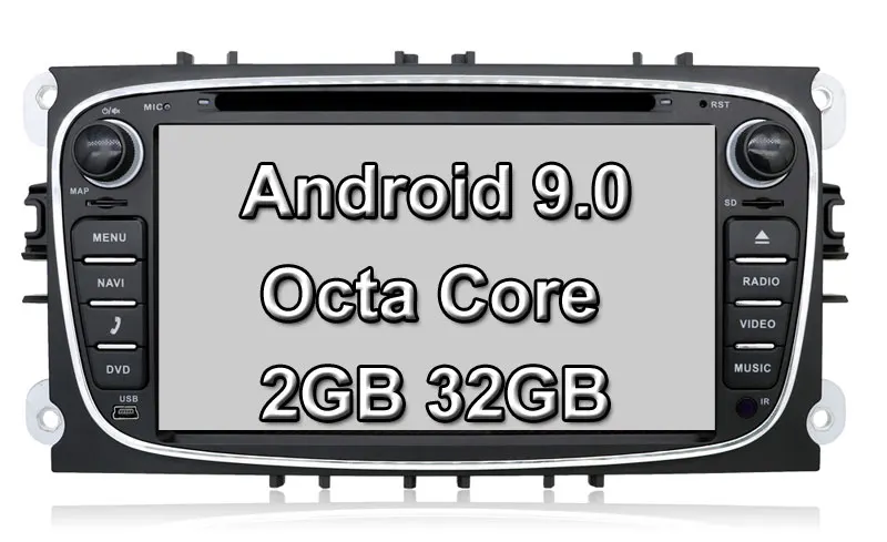 Black 8core 32G 9.0 Восьмиядерный Android 9,0 автомобильный DVD gps 2 Din для FORD/Focus/S-MAX/Mondeo/C-MAX/Galaxy/Kuga мультимедийный плеер Wifi автомобильный Радио Видео OBD - Цвет: Black 8core 32G 9.0