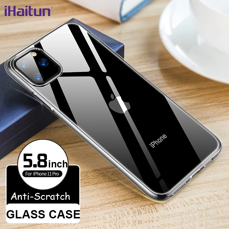 

iHaitun Luxury Slim Clear Glass Cases For iPhone 11 Pro MAX XS XR X Phone Soft Edges Cover Case For iPhone 7plus 8plus 7 8 Plus