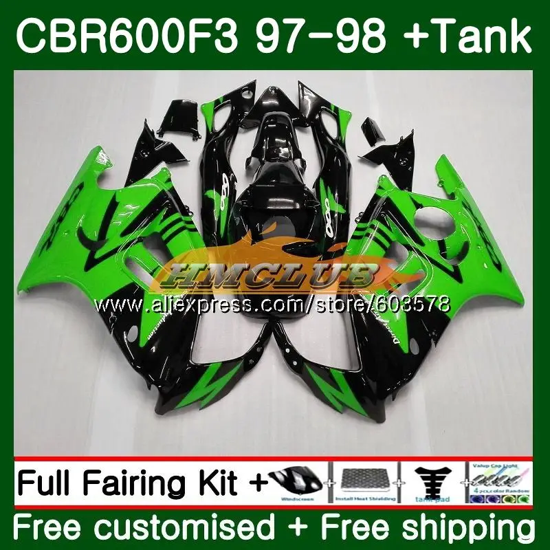 Майка для HONDA CBR600F3 CBR600RR CBR 600F3 FS 600CC 68CL. 20 CBR600 F3 97 98 CBR600FS CBR 600 F3 1997 1998 обтекатель черного и зеленого цвета - Цвет: No. 1