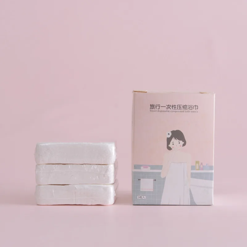 

8157 Nacai Disposable Travel Compression Bath Towel 5 PCs Portable 100% Cotton Bath Towel 5 Block