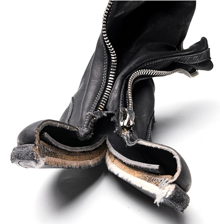 Manucult/Сапоги до середины икры; goodyear; обувь ручной работы; без клея; с эффектом стирки; с молнией спереди; женские ботинки из конской кожи; женская обувь