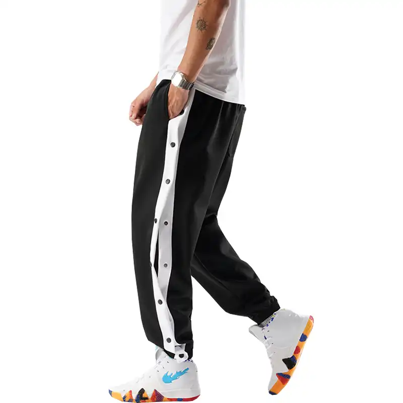 Pantalones de estilo hip hop para hombre, pantalón con botones laterales,  cintura elástica, holgado, para correr, 2020|Pantalones informales| -  AliExpress