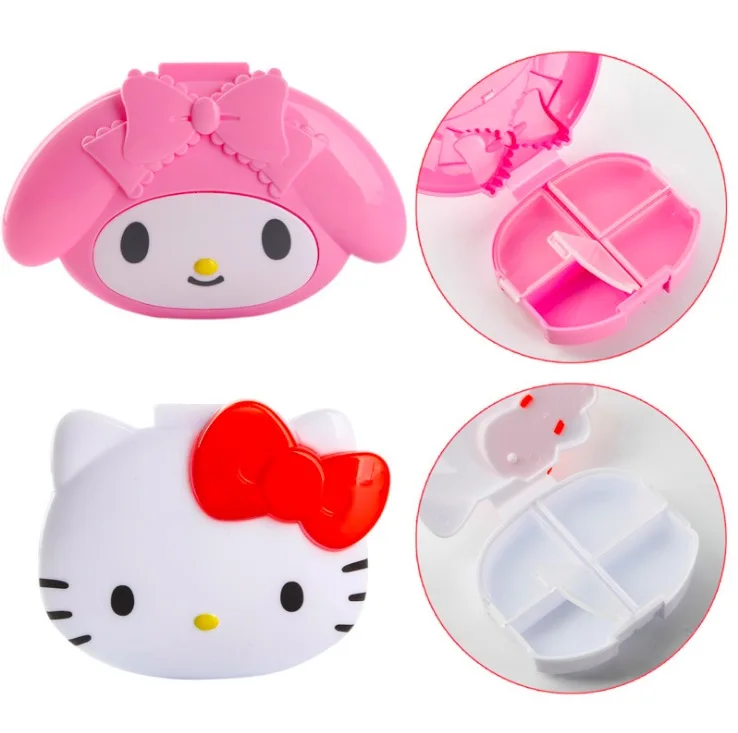 30pcs/lot 4Slots Cute Cartoon Portable Pill Medicine Case Box wholesale Plastic Drug Box Storage Case Box