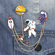 Модные новые астронавты земля кролик девушка эмаль животное брошь с дизайном «Планета» значки значок