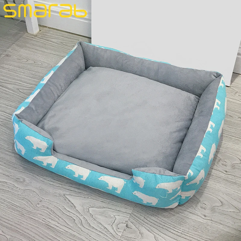 Blue polar bear Собачья Лежанка питомник Флисовая теплая кровать для кошки диван Дом моющаяся кровать спальная корзина подушка для маленьких для средних и больших собак принадлежности - Цвет: Blue polar bear