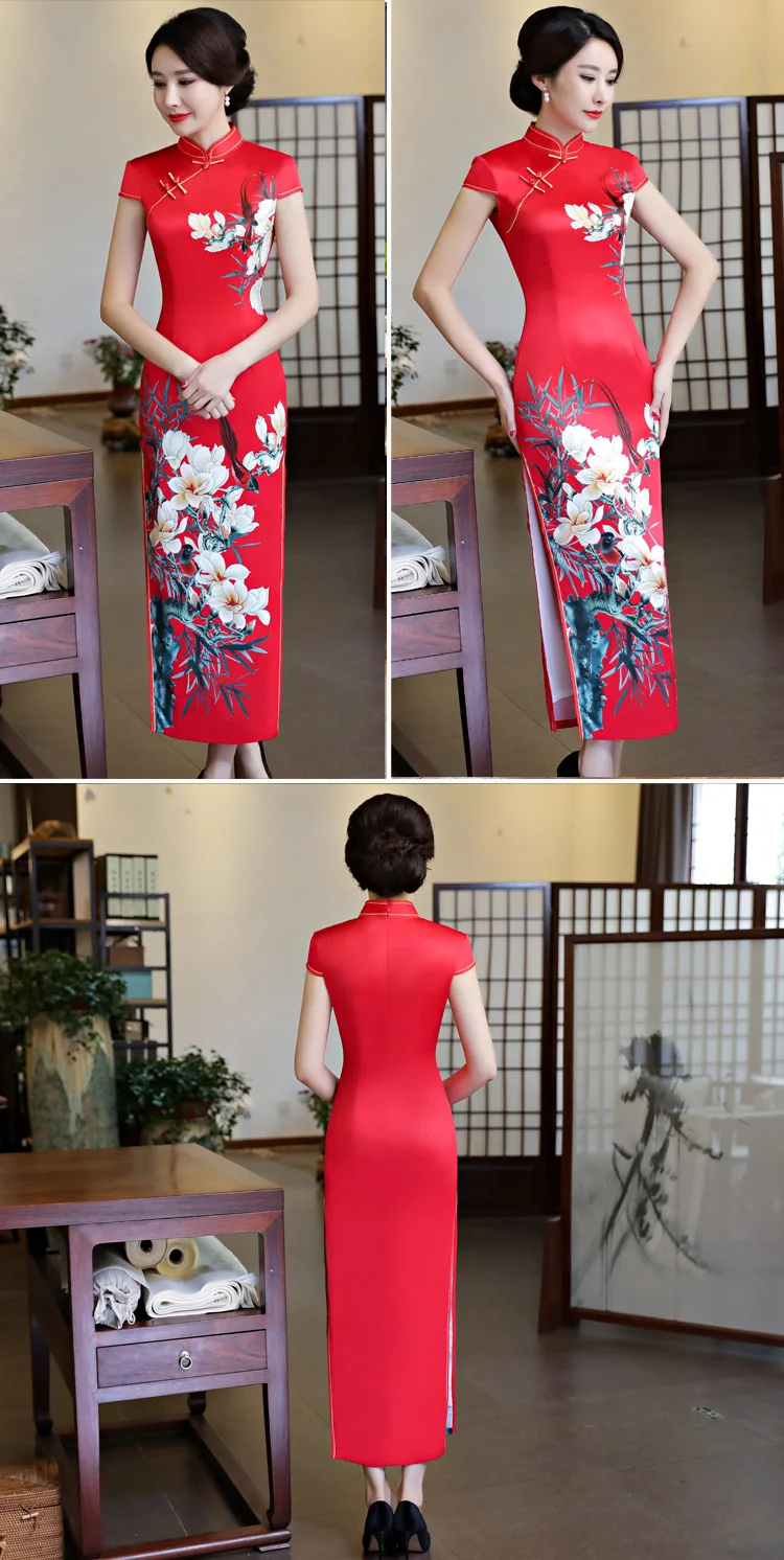 Plus Size 5XL traditional new catwalk show retro stand collar long cheongsam fashion slim high open ceremonial china long Qipao