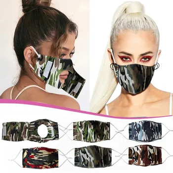 

Adult Camouflage Print Mini Shield Washable Reusable Comfortable Drink Face Mask face mask fashion designer Opening