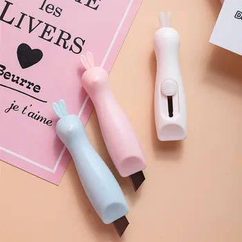 

1pc Cute Rabbit Color Mini Portable Utility Knife Paper Cutter Cutting Paper Razor Blade Office Stationery Cutting Supplies