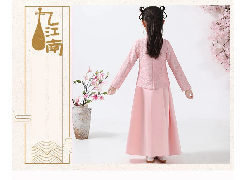 Hanfu/осенне-зимние модели для девочек; костюм в китайском стиле со стоячим воротником и длинными рукавами; утепленная элегантная одежда для девочек на год