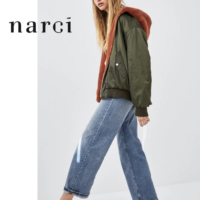 Narci, женские двухсторонние флисовые куртки, пальто с капюшоном, теплая ветровка, куртка-бомбер, Женская куртка на молнии для осени и зимы