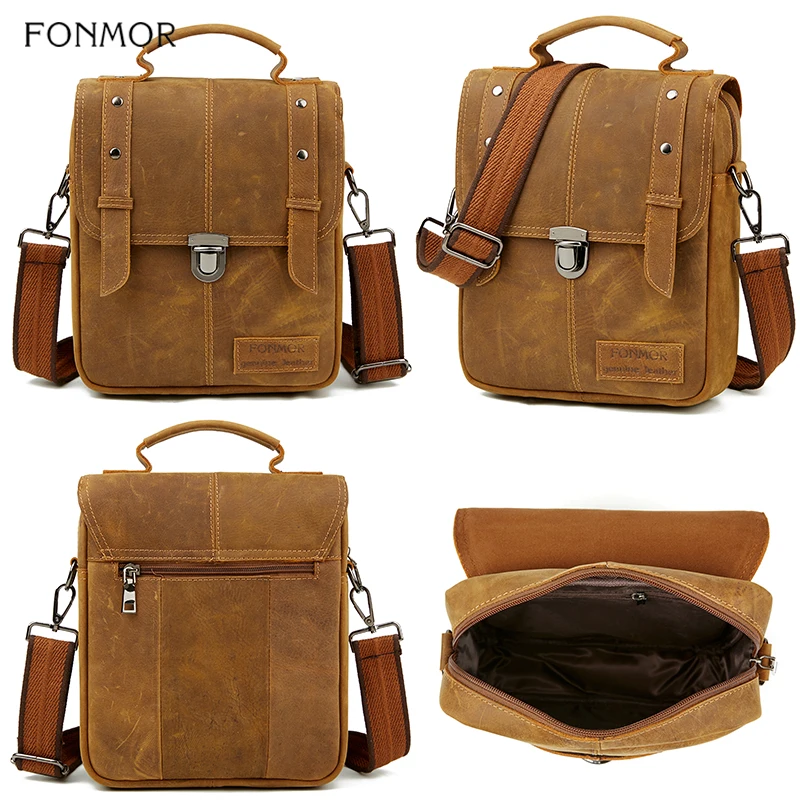Сумка мессенджер Fonmor мужская из кожи Крейзи Хорс повседневный саквояж кросс боди