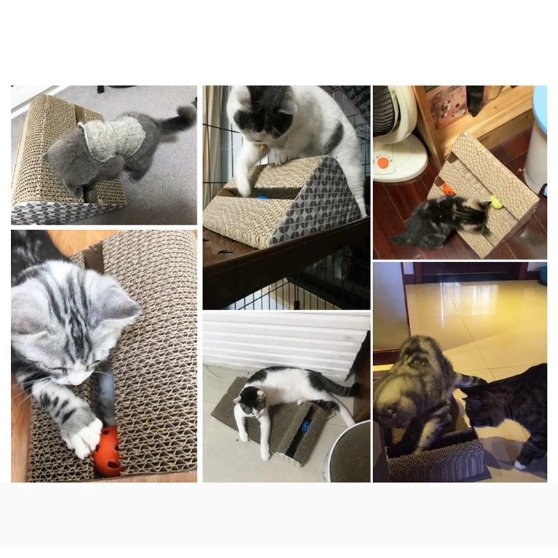 Классический Explosion Pet Шлифовальные машины колокольчики гофрированная бумага двухсторонний треугольник кошка скретч доска
