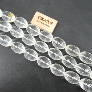 

APDGG Natural 22x30mm Freedom Oval Nugget Faceted Clear Quartz Crystal Gems Stone Loose Beads 15'' Strands Jewelry Making DIY