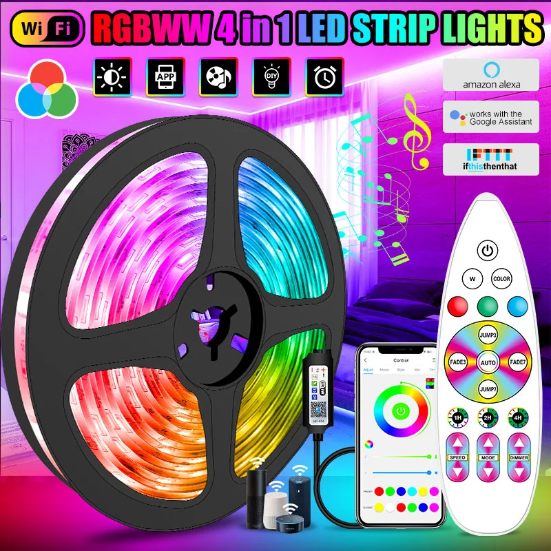 Светодиодная лента с поддержкой Wi-Fi 5050 RGBWW RGB | Лампы и освещение