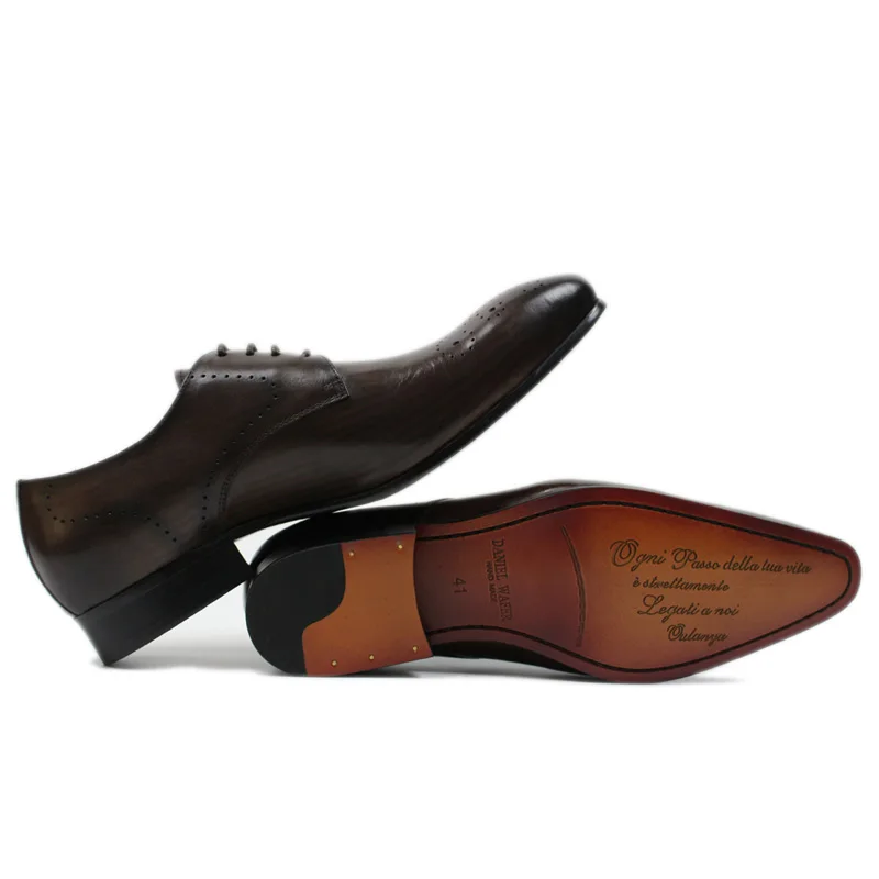 Мужские модельные туфли ручной работы; туфли дерби из натуральной кожи; деловые офисные туфли с острым носком; цвет черный, коричневый; мужские деловые туфли на шнуровке
