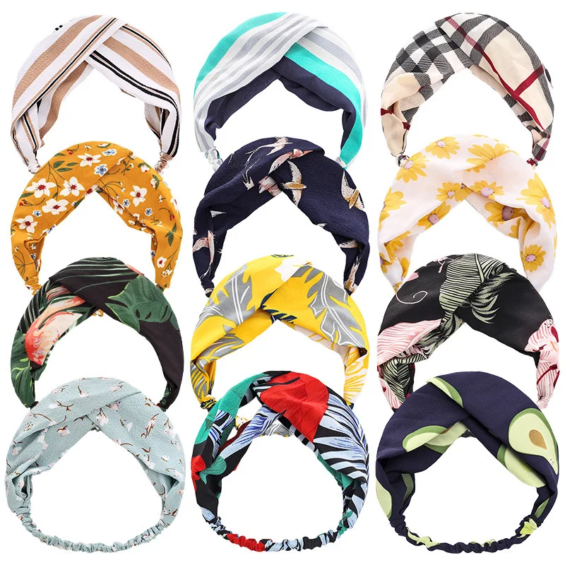 

Fashion Girls Hair Accessories Elastic Hair Band Cross Knotted Bow Chiffon Headbands For Women Baby Headband