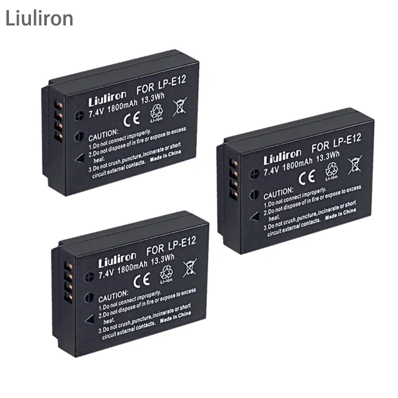 3battery Bateria LP-E12 LPE12 LP E12 батарея для камеры Canon M 100D Kiss X7 Rebel SL1 EOS M10 EOS M50 аксессуары для DSLR камеры - Цвет: 3battery