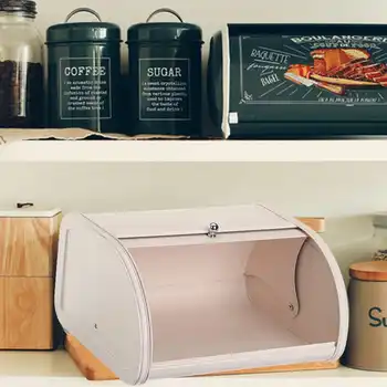 

New Roll Top Bread Box Storage Bin Keeper Stainless Steel Cheese Bread Storage Butter Tray Kitchen Containers Home Decor Snack B