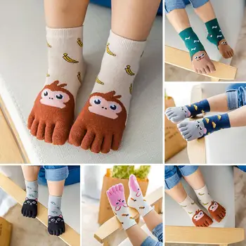

Kids Boys Girls Socks Animal Food Print Five Toe Finger Socks Warm Stretchy Ankle Crew Socks For Cotton Kids Clothes Accessories