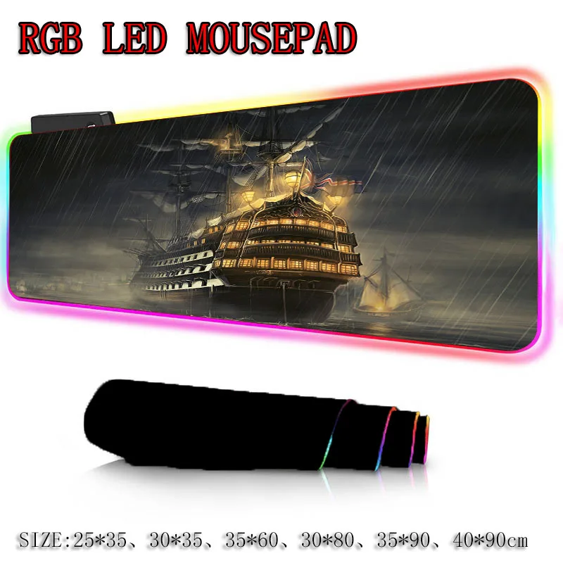 Большой игровой RGB коврик для мыши XGZ Sailboat геймерский большой компьютерный со