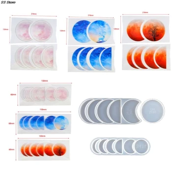 

Moon Phase Pendant Resin Mold Crescent Moon Geode Agate Silicone Mold Lunar Eclipse Quarter Full Moon Plant Craft Tools