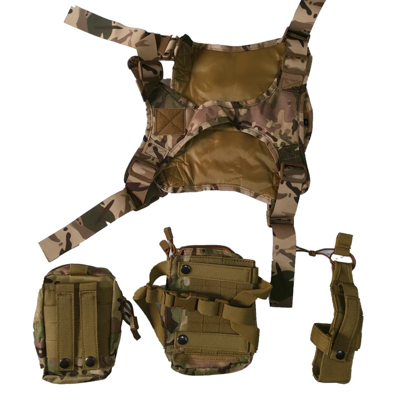 Tactical Service Dog Modular Harness K9 Working Military Hunting Molle Vest With Pouches Bag Water Bottle Carrier Bag Set Gear