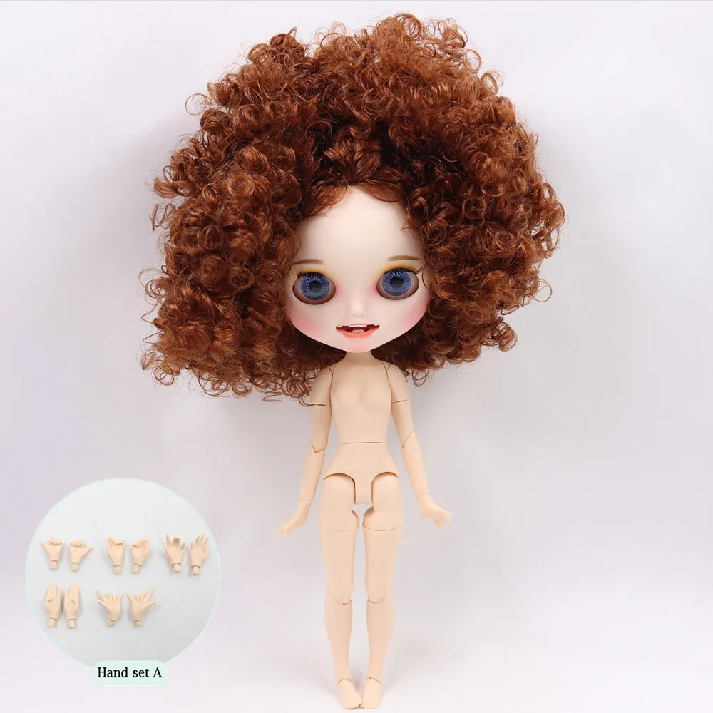 Ледяной обнаженный Blyth кукла No. BLQE965 коричневый афро волосы резные губы открытый рот матовая индивидуальные лица сустава тела 1/6 bjd - Цвет: like the picture
