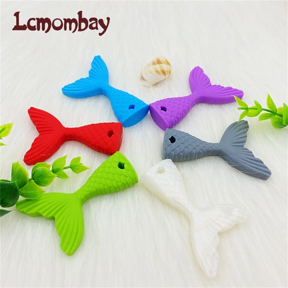 3PCS Mermaid Tail  Chew Necklace Baby Silicone Teether Chewelry Pendant Sensory Toy for Kids Boys Girls Special Needs 4