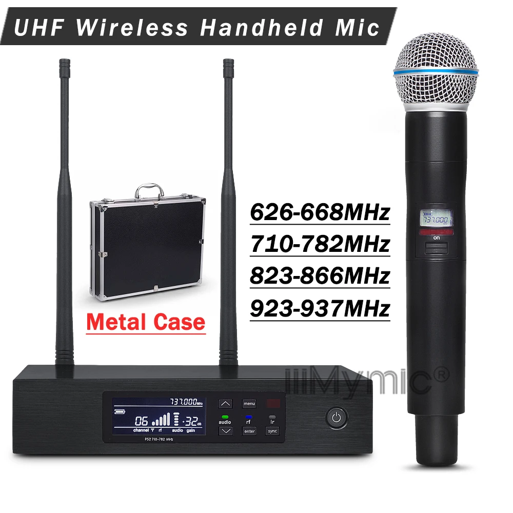 Профессиональный UHF беспроводной микрофон системы QLXD4 с металлический чехол! Истинное разнообразие сценическое исполнение 58A одиночный ручной микрофон