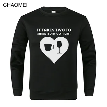 

It Takes Two To Make a Day Go Right Sweatshirts Men Women 2019 Warm Fleece Sweatshirt Heart-shaped Print Pullovers Hoodie C20