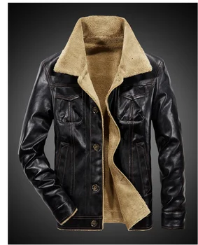 

2020 new leather jacket men's fashion motorcycle plus velvet padded jacket Korean men's casual fur leather jacket
