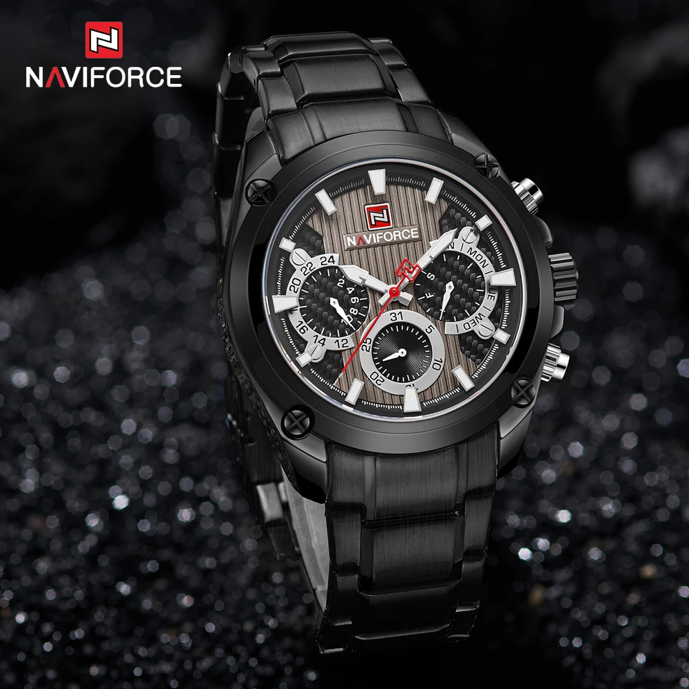 NAVIFORCE 12 и 24 часа дисплей ДАТА Кварцевые часы наручные часы Мужская мода многофункциональные бизнес часы мужские водонепроницаемые часы