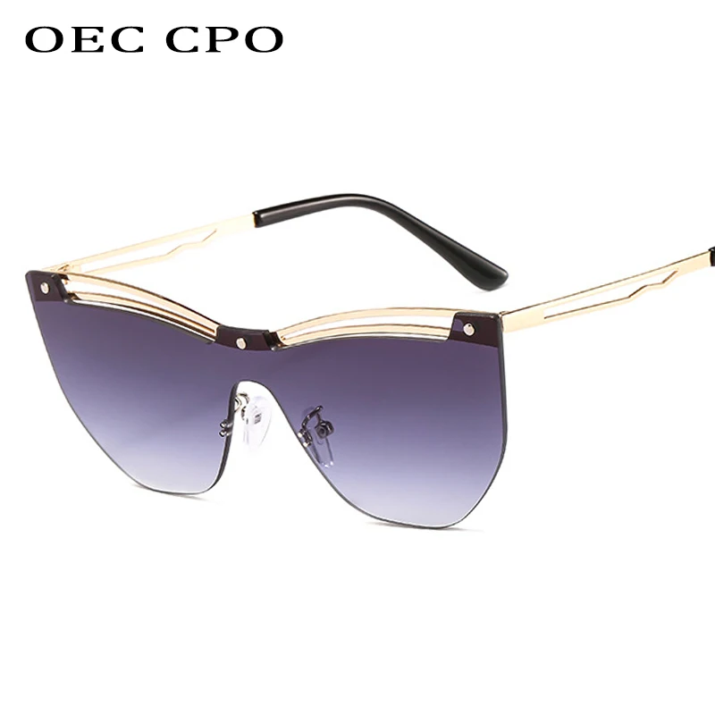 OEC CPO, модные, без оправы, кошачий глаз, солнцезащитные очки, женские, металлические, градиентные, солнцезащитные очки, Роскошные, с защитой от ультрафиолета, очки для улицы, мужские очки O450