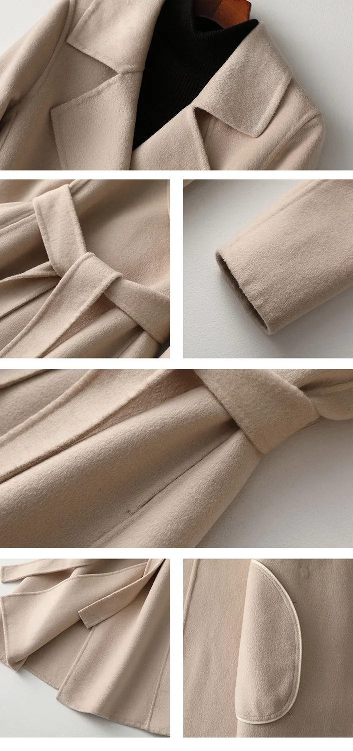 New Arrival 100% Wool Coat Brand Winter Woolen Coat Vintage Thick Cashmere Coat Solid Female Overcoat Sashes Long Wool Outwears ladies long puffer coat