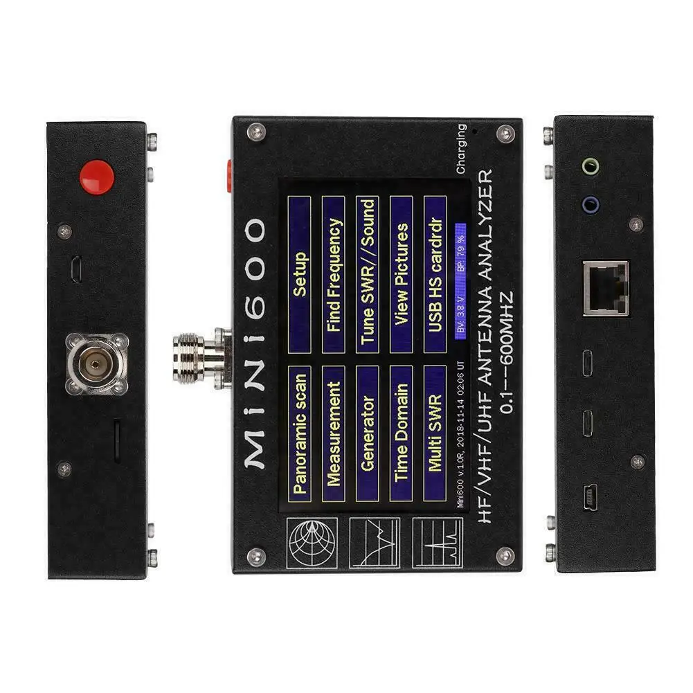 Mini600 4,3 дюймовый пресс-экран 0,1-600 МГц HF/VHF/UHF ANT КСВ Антенный Анализатор метр