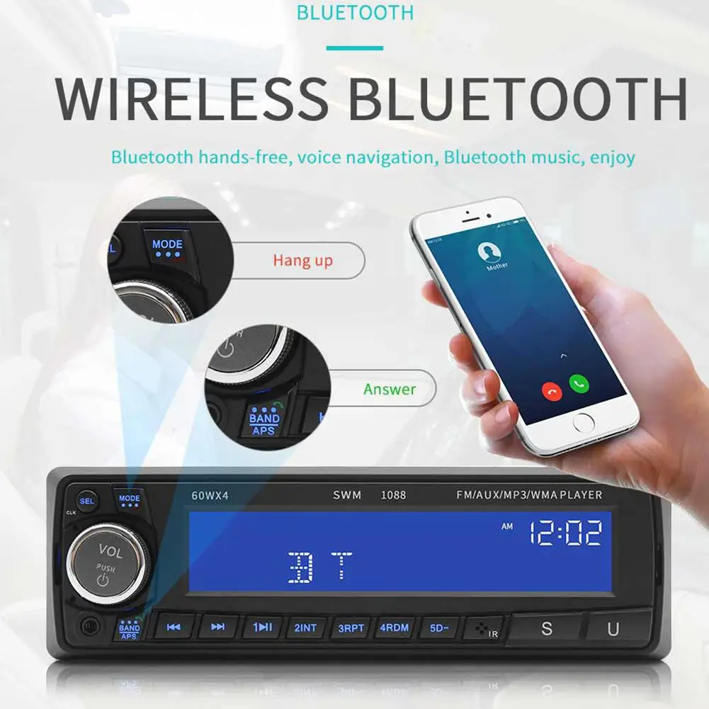 12 В Bluetooth USB/SD/AUX mp3-плеер радио Автомобильный Электронный стерео аудио один FM громкой связи CD для прослушивания в автомобиле плеер