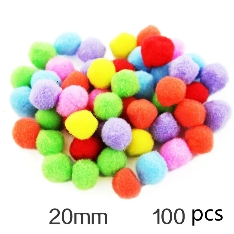 DIY Craft Supplies Soft Plush Ball Fluffy Pom Poms for Kids Crafts Toy For Children Fantanstic Handmade Arts Wholesale - Цвет: 20mm 100pcs