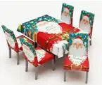 Tablecloth 140 140cm Модный американский стильный Домашний текстиль Рождественский чехол на стул Санта Клаус Снеговик кухонная посуда гостиничное сиденье шляпа Декор - Цвет: Tablecloth 140 140cm