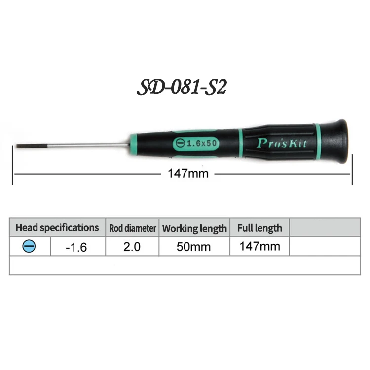Pro'skit SD-081 шлицевая Прецизионная отвертка Подходит для прецизионных 3C электронных ремонтных плоских отверток, таких как мобильный телефон