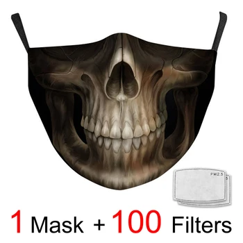 

Halloween Face Masks Fashion Party Adult Joker Printed Mouth Cover Reusable Washable Mask Cosplay