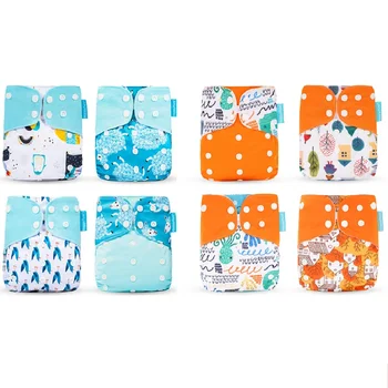 

Happyflute HOt Sale OS Pocket Diaper 4pcs/set Washable &Reusable Baby Nappy Adjustable Baby Nappy Cover