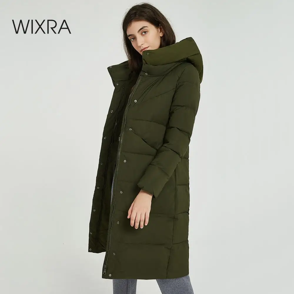 Wixra, женские пальто с капюшоном, парка, повседневная, толстая, одноцветная, на молнии, куртка средней длины, для девушек, Толстая куртка для женщин,, зимняя верхняя одежда