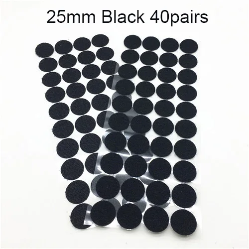 25mm Balck 40pairs Синий клейкая застежка 10/15/20/25/30 мм в горошек нейлон крюк и петля, Стикеры Круглые сильные самоклеящаяся крепежная лента 100 пар - Цвет: 25mm Balck 40pairs