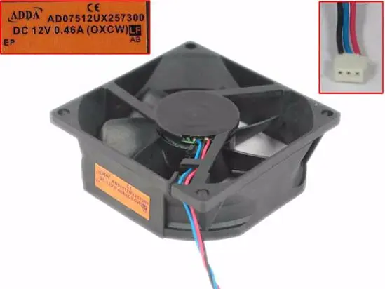 

ADDA AD07512UX257300 DC 12 В 0,46a 75x75x25 мм 3-проводной Вентилятор охлаждения сервера